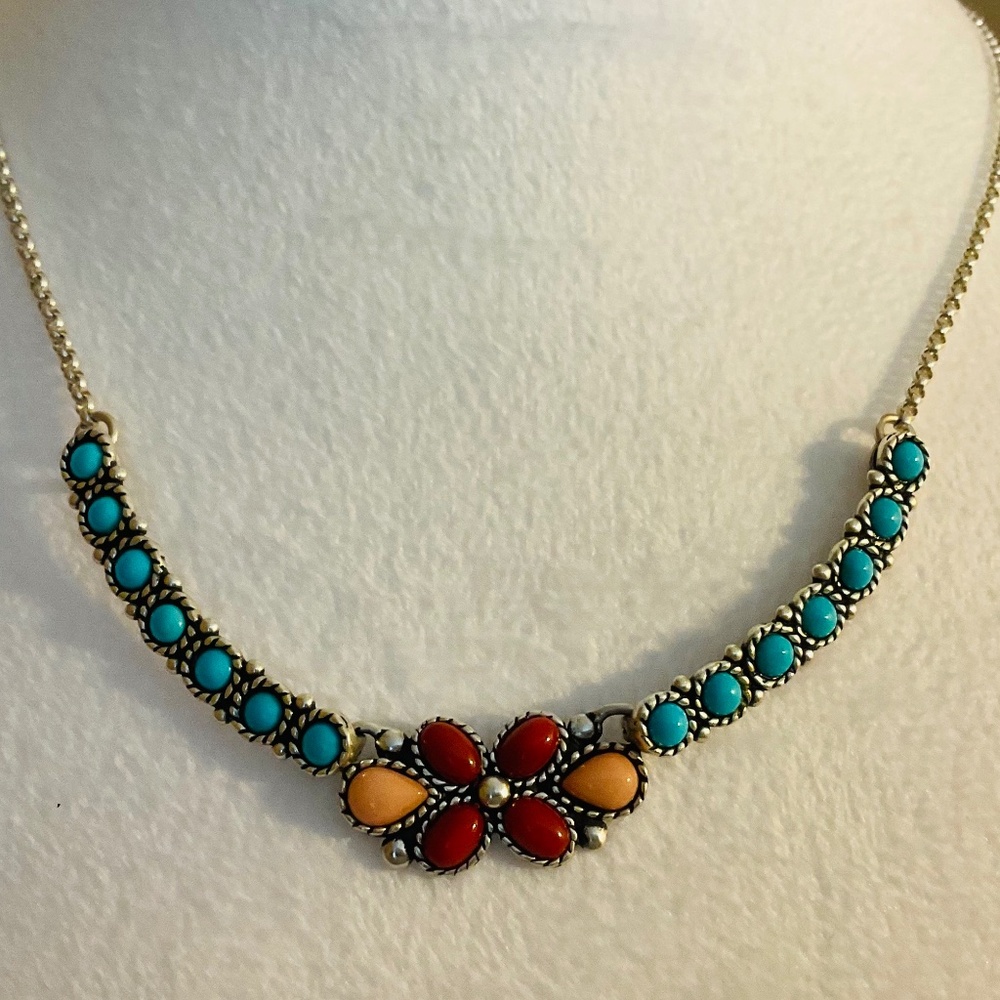 Vintage Carolyn Pollack Multi Stoned CR 925 Sterling Silver Necklace - Picture 2 of 10